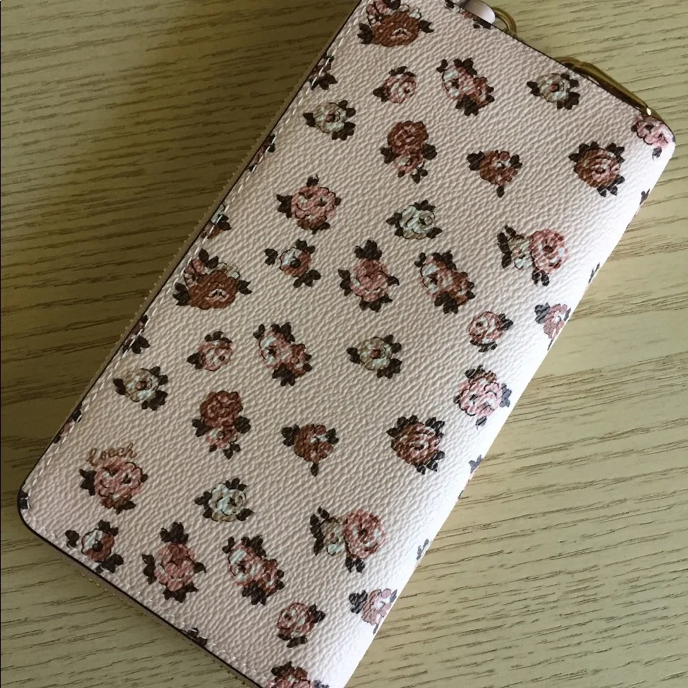 Coach Rosette Print Blush Multi Wallet Wristlet